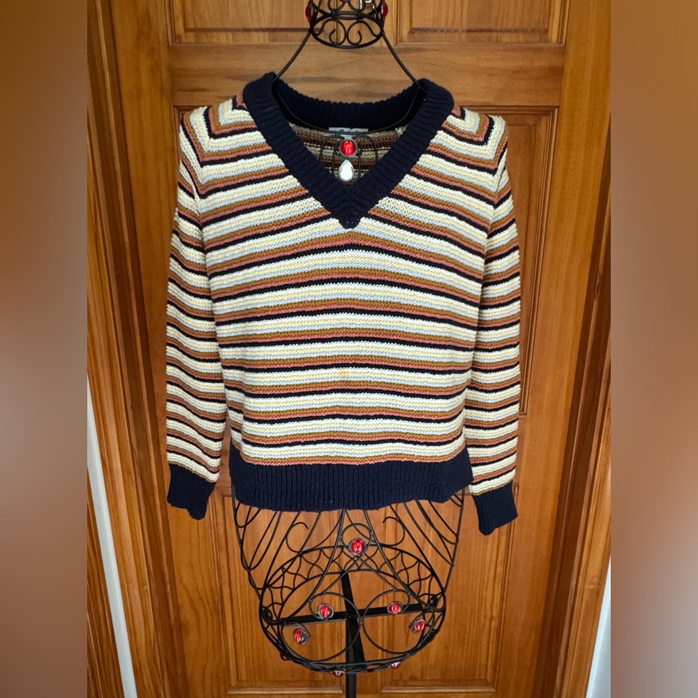 Ladies Long Sleeve Madewell V-Neck Sweater, Extra Small, Multicolored